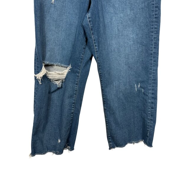 Express 90s Wide Leg Jeans Womens 16S 16 Short Blue Distressed Raw Hem High Rise - Picture 8 of 9